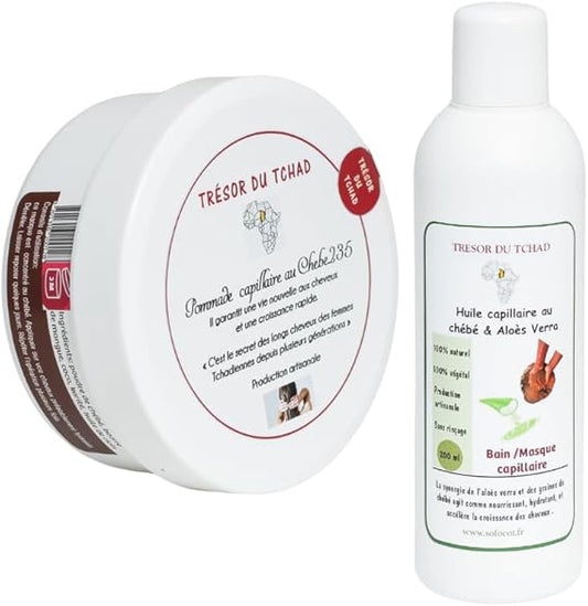 Pommade Capillaire de Chébé + Huile Capillaire Chébé & Aloe Vera 250g